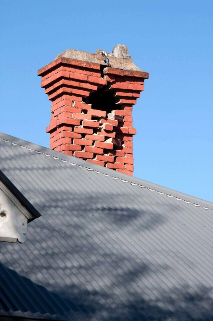 broken masonry on chimney